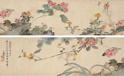 翁雒 1833年作 花卉 手卷